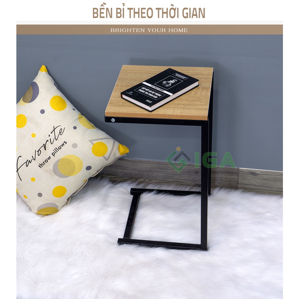 Bàn cafe khung thép chống gỉ kết hợp bàn học tiện lợi trên giường - gm21