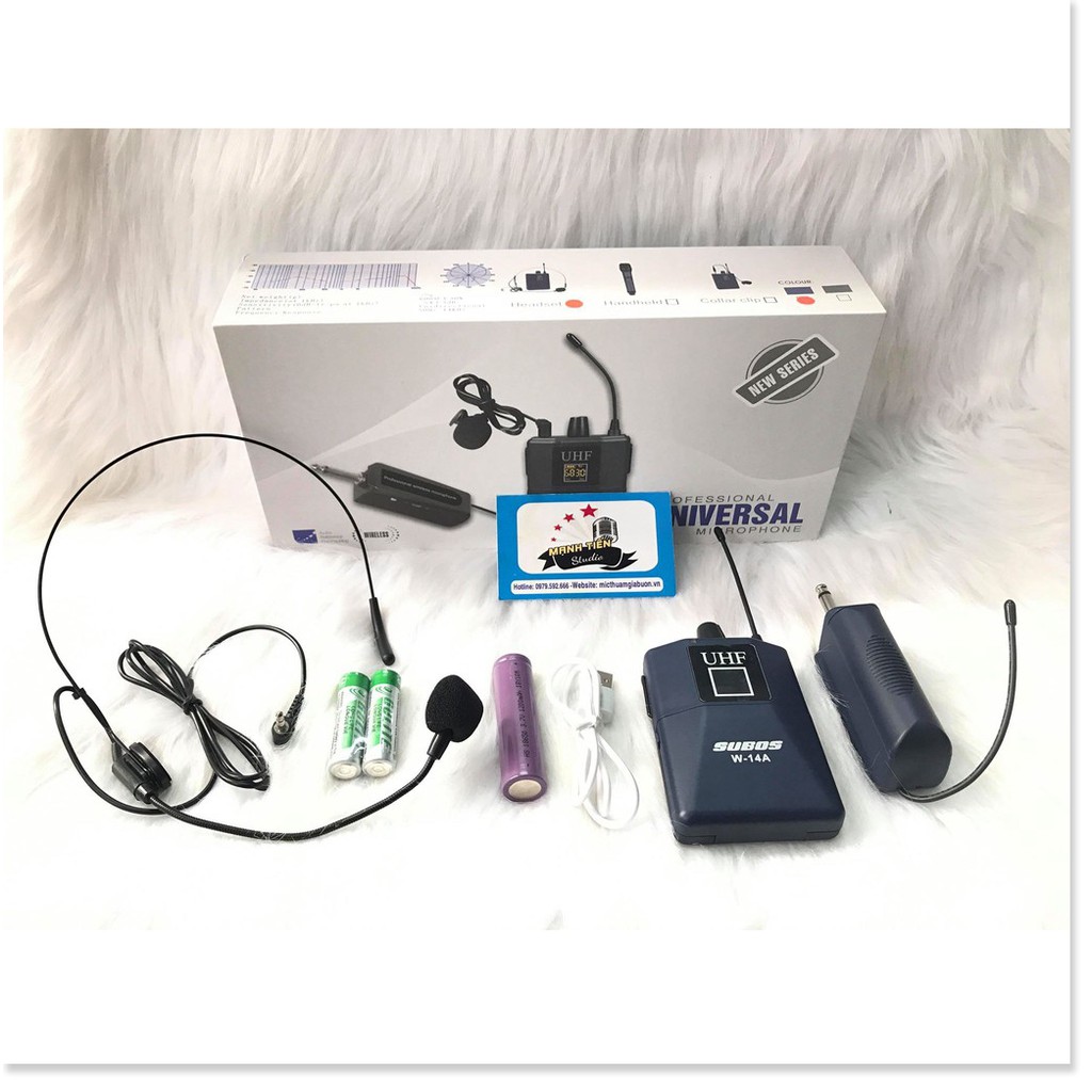 Micro đa năng không dây đeo tai  w14a trợ giảng thuyết trình livestream bán hàng phù hợp nhiều thiết bị âm thanh
