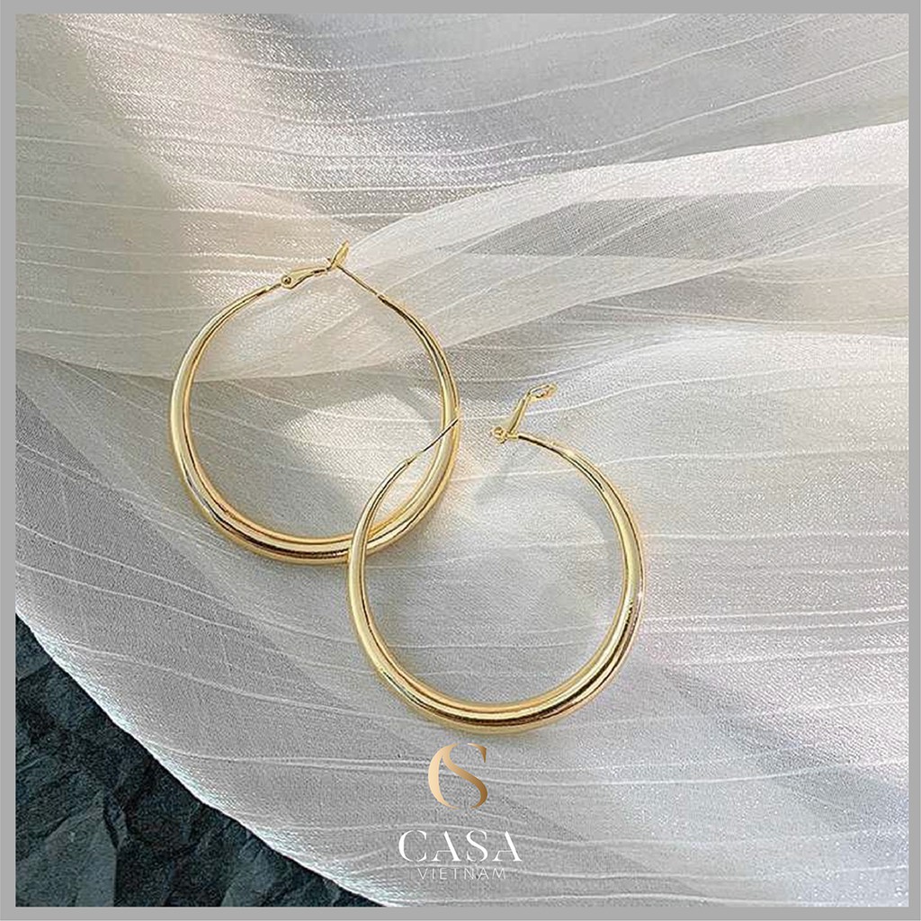 CASA Bông tai mạ vàng đơn giản sang trọng cho nữ CASAE034