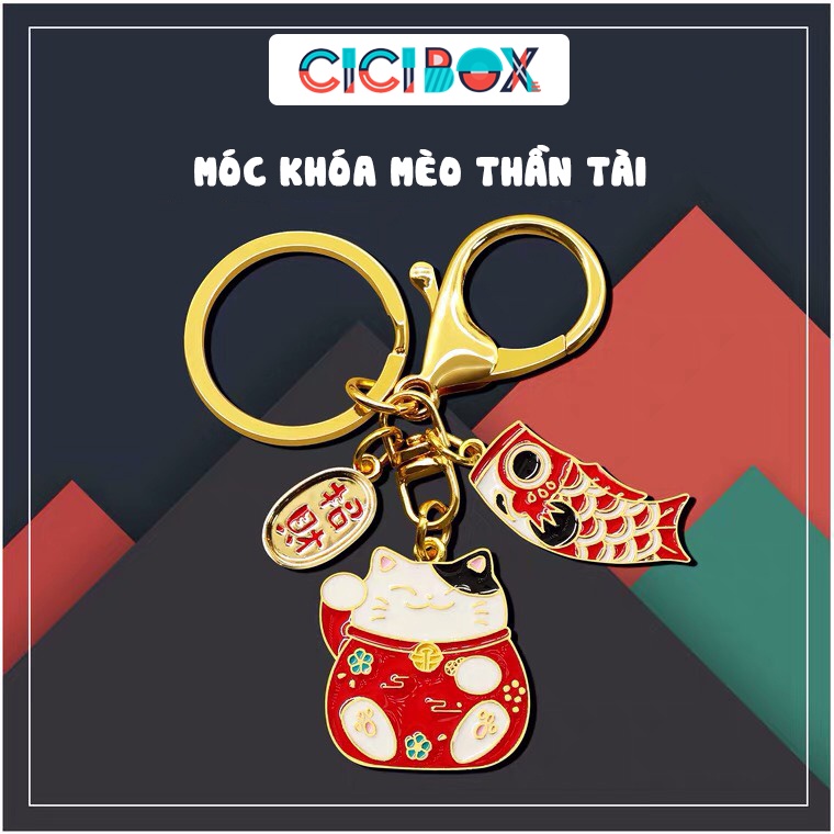 Móc Khóa Mèo Thần Tài Cá Koi May Mắn Móc Khóa Túi Xách Phụ Kiện Dễ Thương CICIBOX