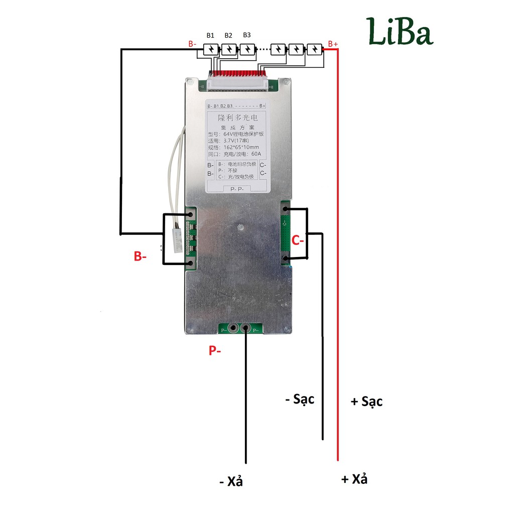 Mạch 20S 74V, Mạch Sạc và Bảo Vệ cho Cell 3.7V - Liba