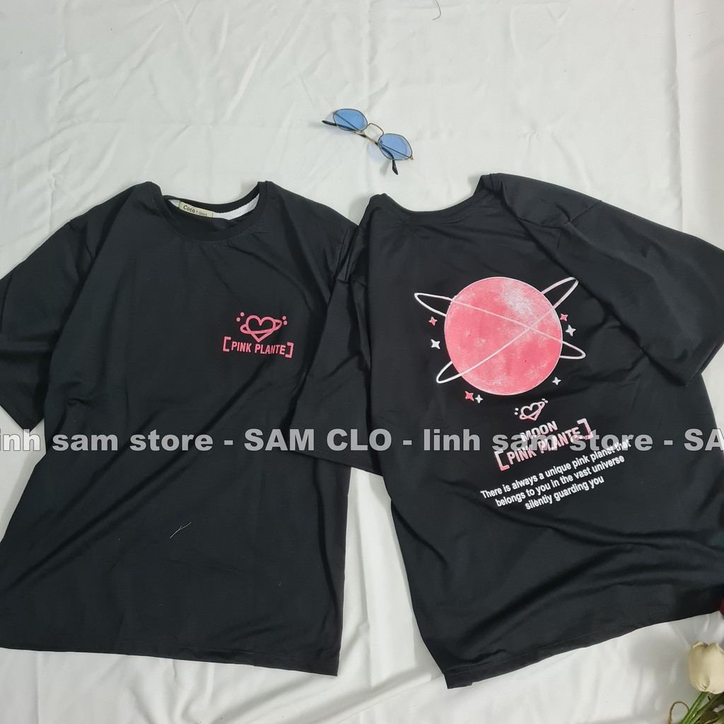 Áo thun tay lỡ nam nữ SAM CLO phông form rộng dáng Unisex, mặc lớp, nhóm, cặp in hình MẶT TRĂNG MOON PINK PLANTE màu đen | BigBuy360 - bigbuy360.vn
