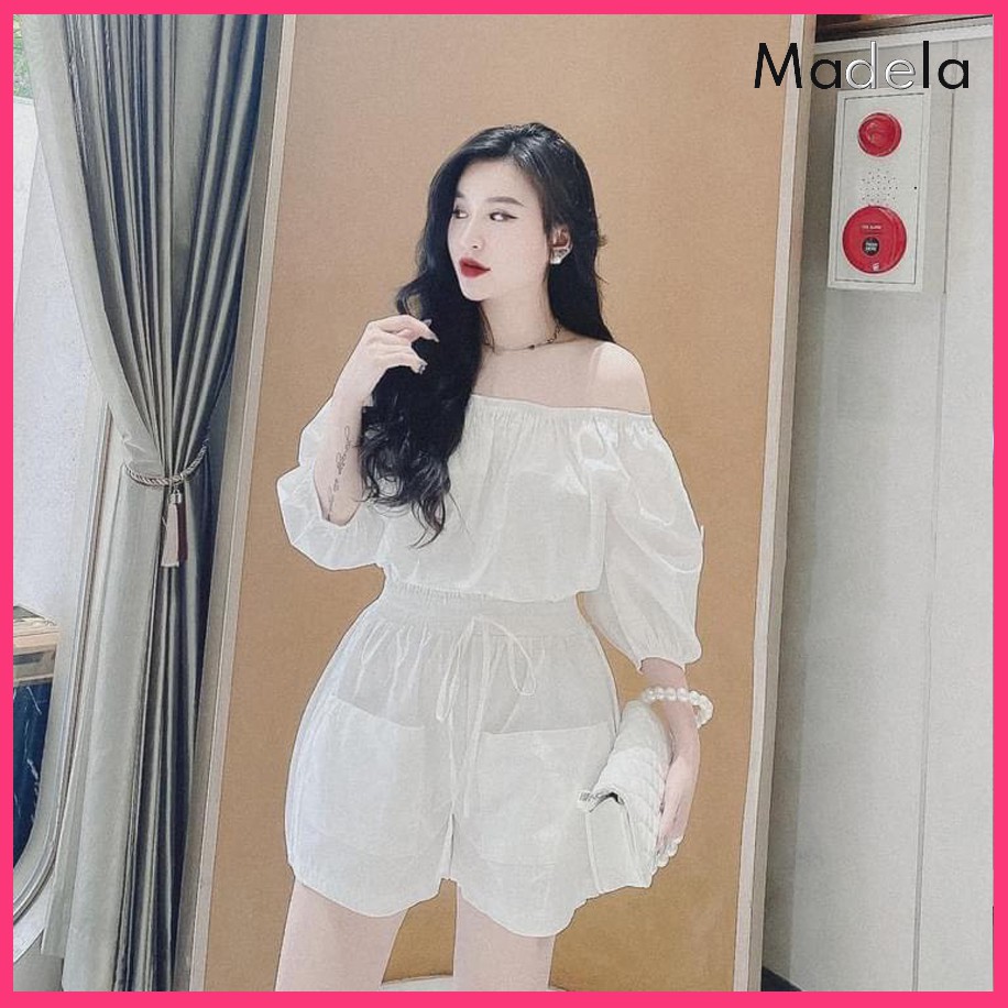 [Sét Quần Áo] Áo Kiểu trễ vai Babydoll Nữ Bánh bèo Vai Trễ tay ngắn, Áo nữ sơ mi kiểu Bánh Bèo Mix Quần Sooc - SN01