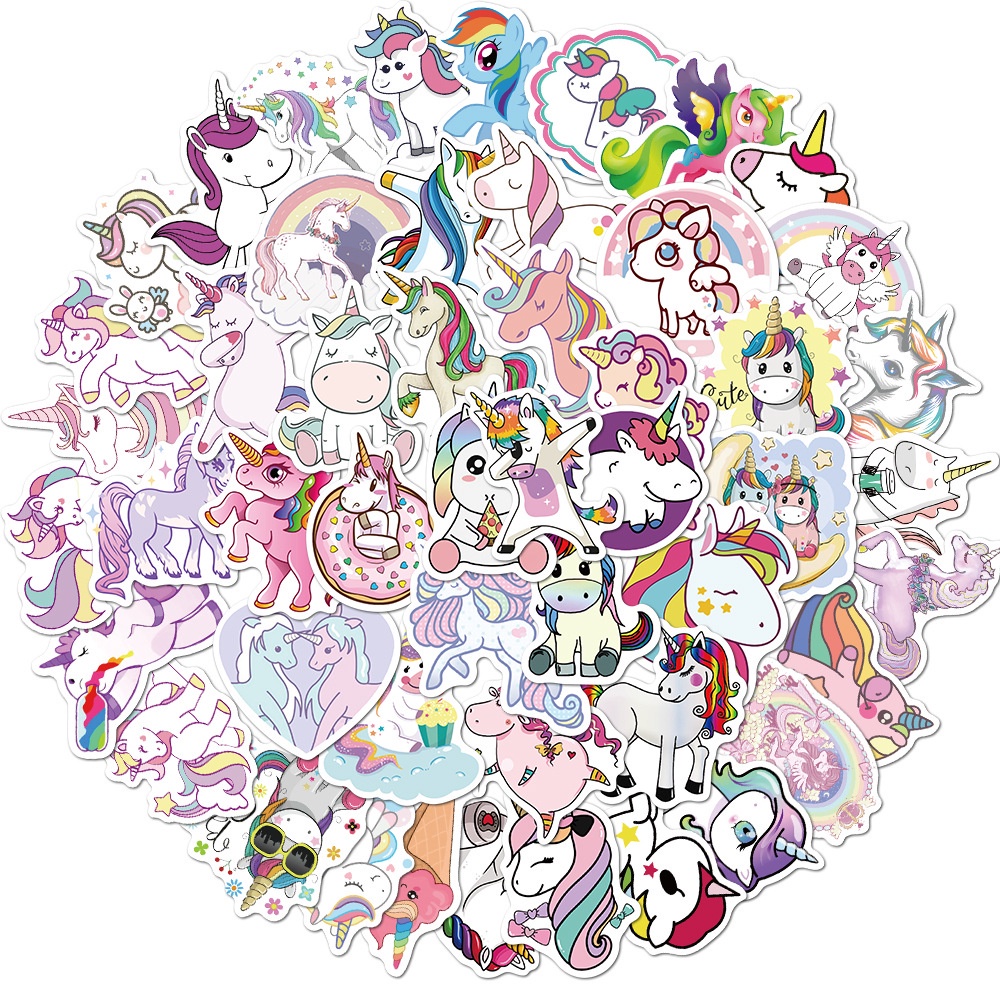 Set 50 miếng dán hình động vật hoạt hình dễ thương trang trí chống thấm nước đa năng