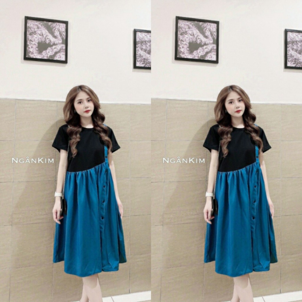 Đầm bầu công sở dáng dài BBA1703 Chất cotton đẹp mát freesise dưới 70kg