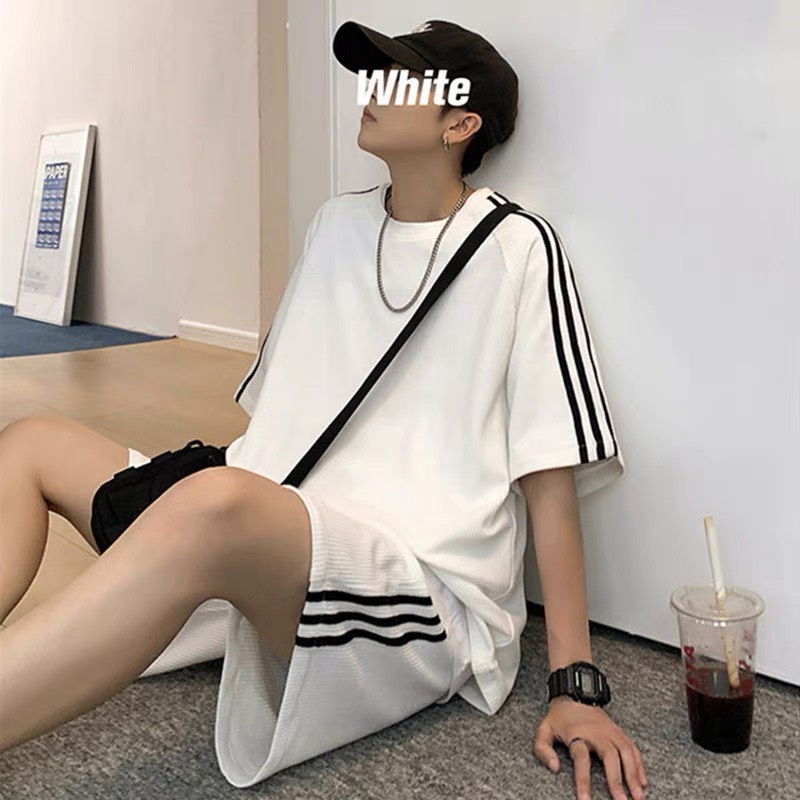 Bộ Thể Thao Nam Nữ 3 Sọc Tay Ngắn Bộ Quần Áo thun Unisex Siêu Đẹp