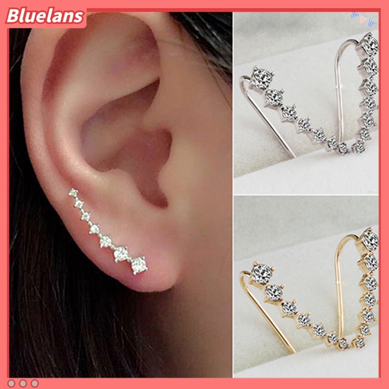 Đôi bông tai đính đá dạng móc thời trang cho nữ