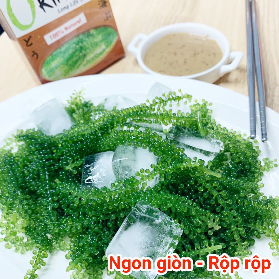 Rong Nho Okinawa Hộp 18 gói Và 2 Chai Sốt Mè Thơm Ngon Chính Hãng
