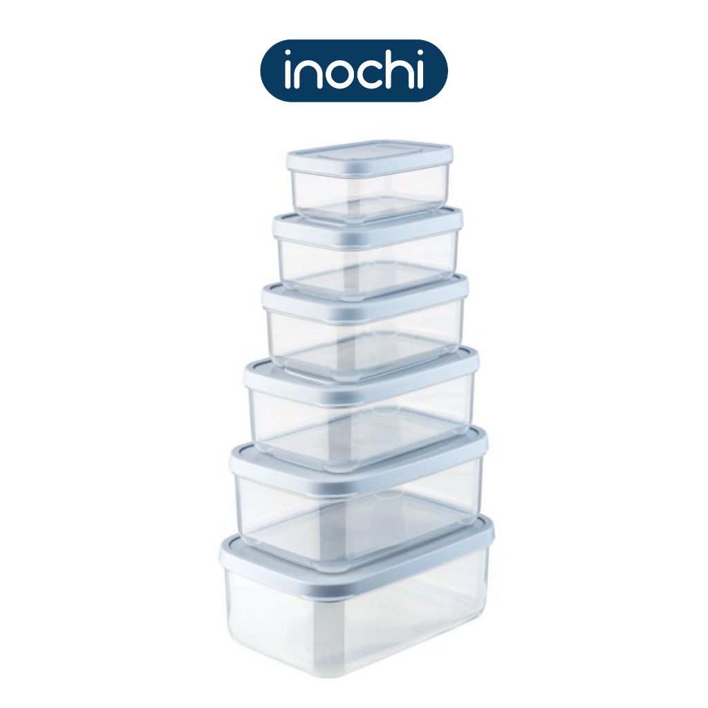 Bộ 6 Hộp Thực Phẩm Hình Chữ Nhật Hokkaido INOCHI, Thiết Kế Tiện Lợi, Dễ Dàng Bảo Quản Thực Phẩm
