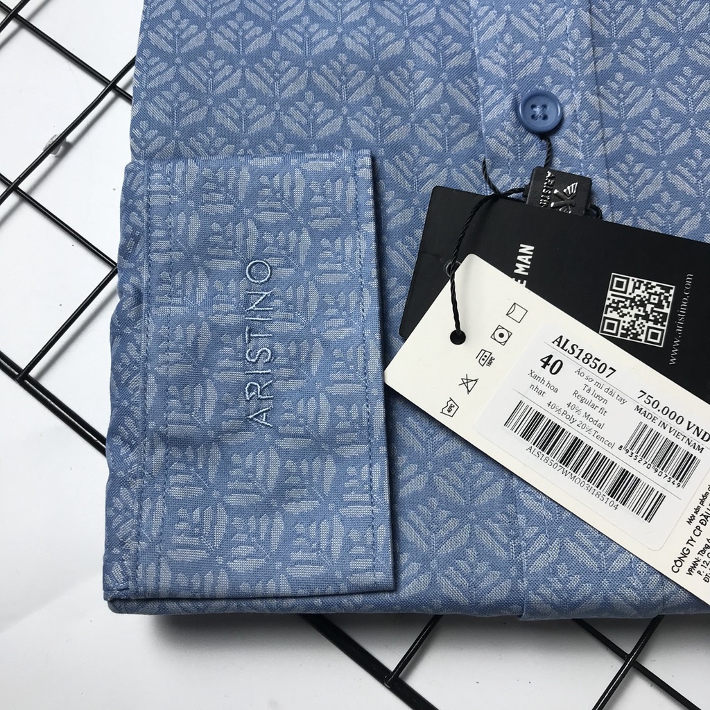 Áo sơ mi nam tay dài Aristino hoa văn cao cấp tà lượn ALS18507