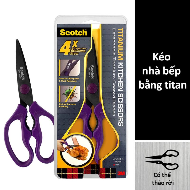 Scotch® Kéo nhà bếp bằng Titan cao cấp tháo rời được, màu tím