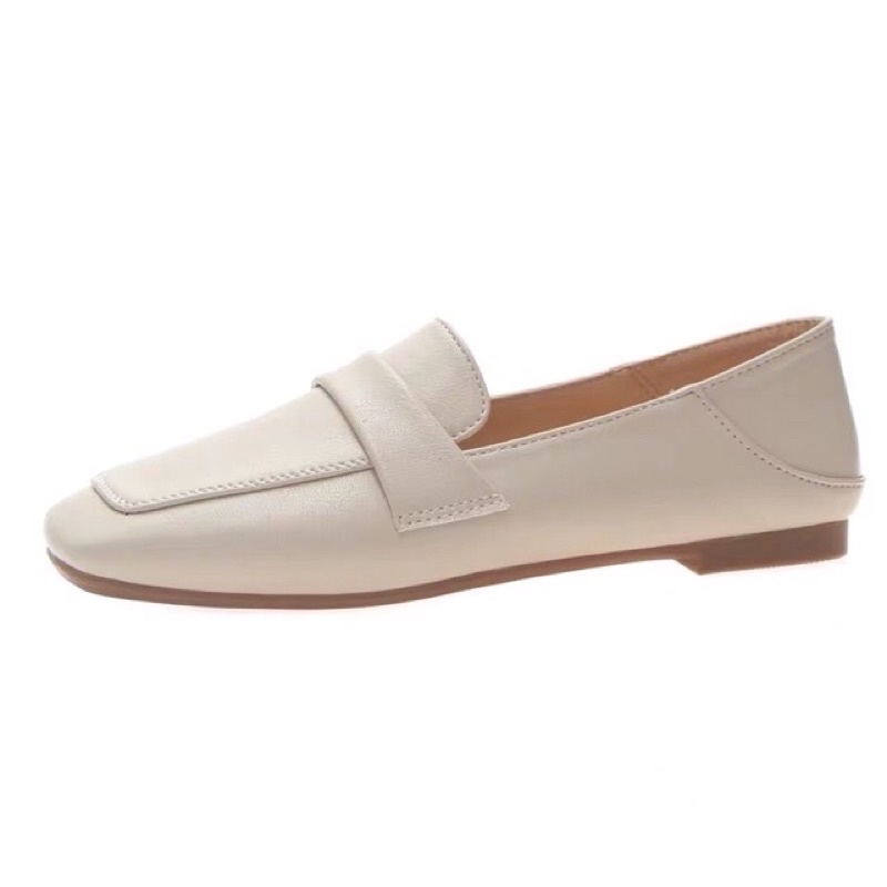 Giày loafers nữ da trơn đế bệt cực mềm