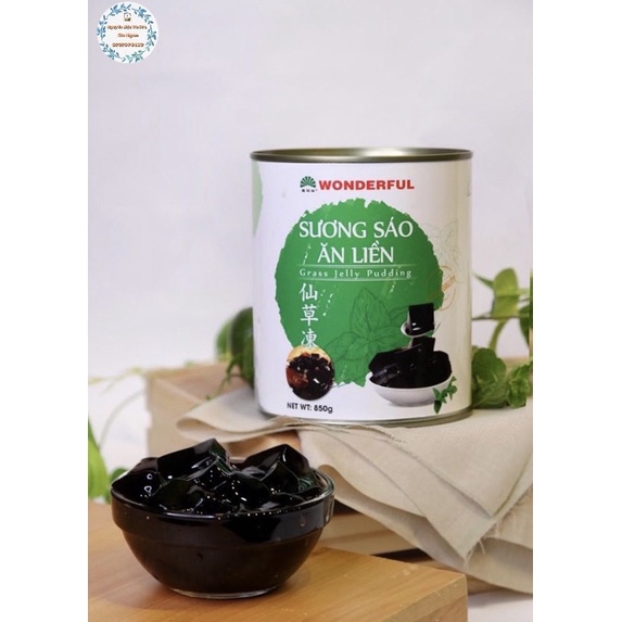 Sương sáo ăn liền Wonderful lon 850g topping, thạch