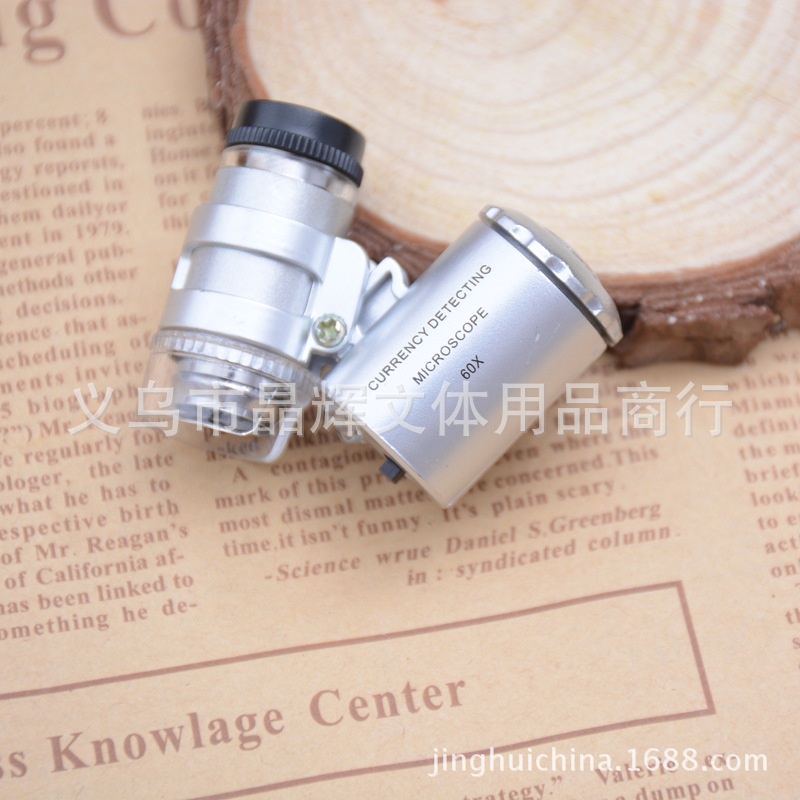 Kính lúp mini 60X có đèn led soi mẫu vật, mạch điện tử, trang sức