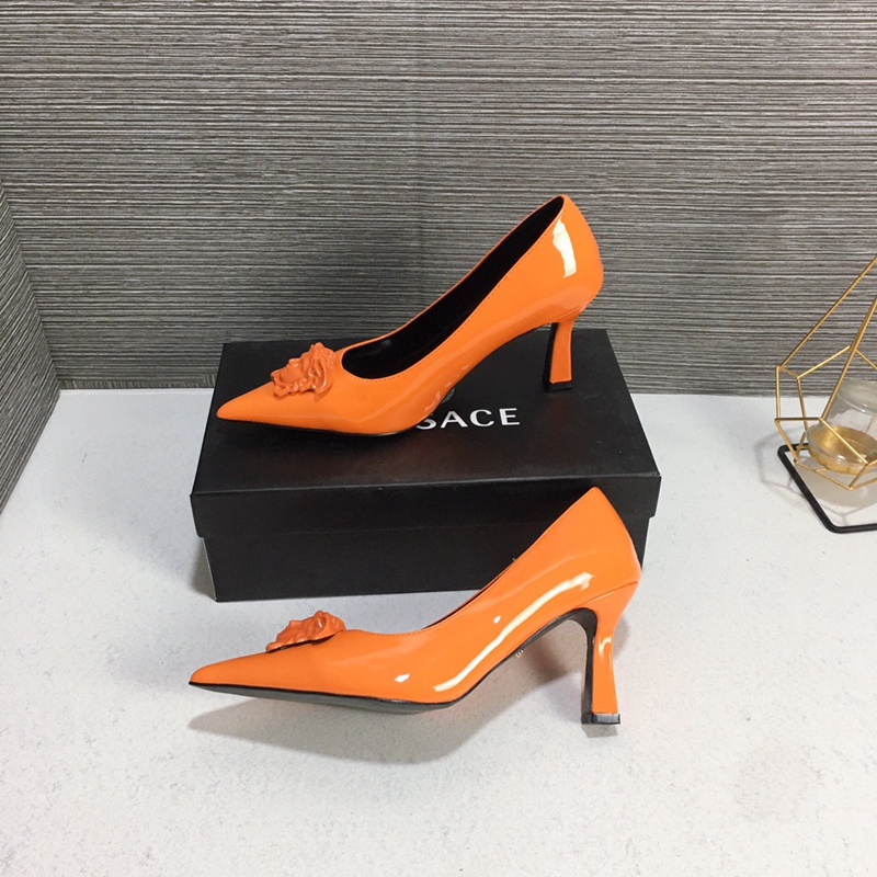 VERSACE Giày Cao Gót Da Mũi Nhọn 7cm Phong Cách Quyến Rũ Cho Nữ