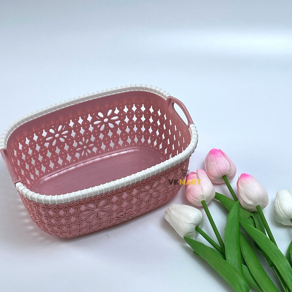 Giỏ nhựa hoa, Rổ đựng đồ Việt Nhật, có tay cầm tiện dụng đa năng 3377
