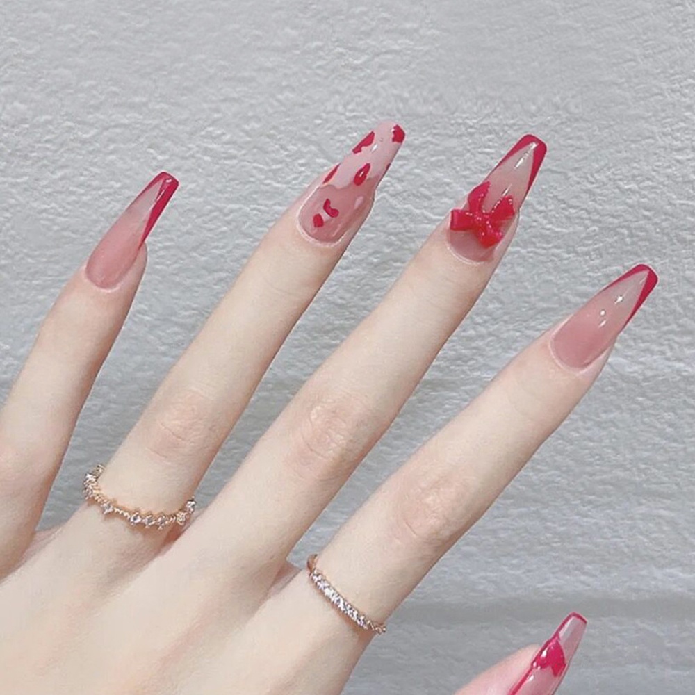 Set 24 Móng Tay Giả Đính Đá Thời Trang Cho Nữ