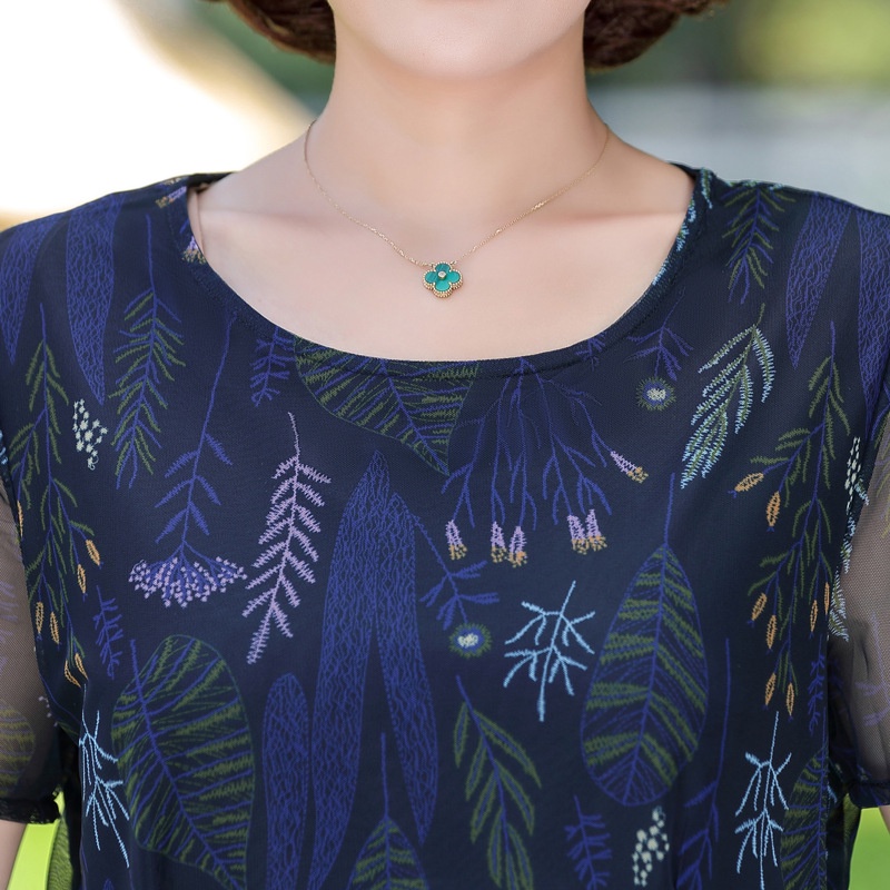 Đồ bộ trung niên nữ cho mẹ, Hàng Quảng Châu cao cấp, Bộ voan áo lửng quần dài V'vie Ladies #B25