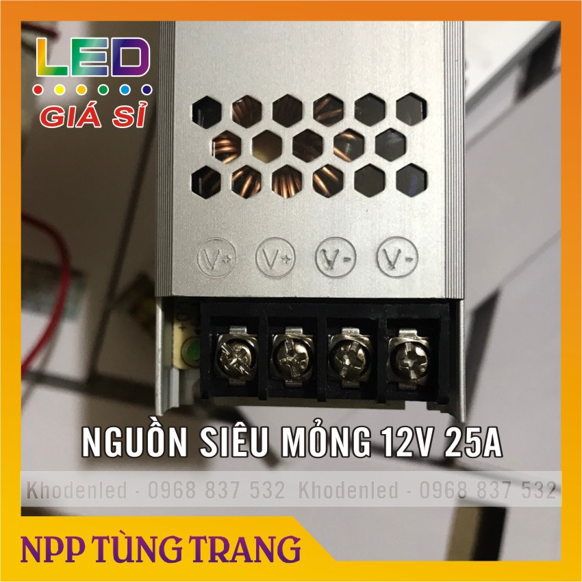 Nguồn led 12V mỏng 25A (300W), 16,7A - 12,5A - 10A dùng cho đèn led