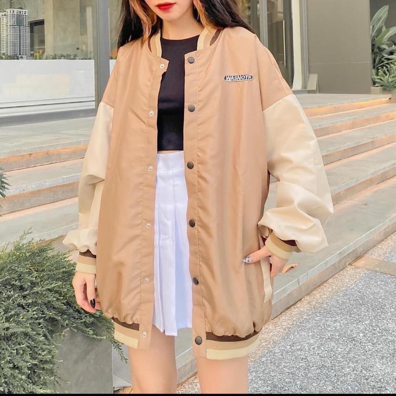 Áo Khoác Dù BOMBER WAS (màu Đen/Nâu)/ Jacket 𝐁𝐨𝐦𝐛𝐞𝐫 𝐖𝐚𝐬 Form Rộng Tay Dài Ulzzang Unisex