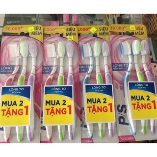 Bàn Chải Đánh Răng P/S Lông Tơ Mềm Mại Bộ 3 Cây