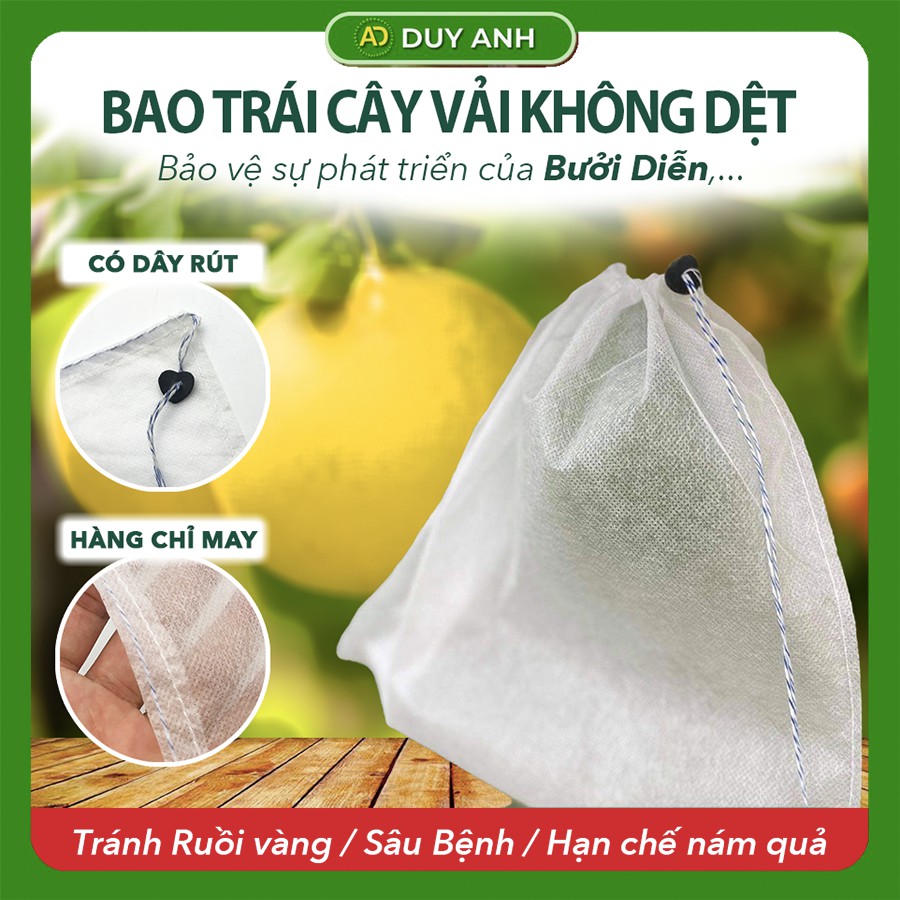 Túi bọc trái cây Bưởi Diễn chống côn trùng có dây rút 30x30cm loại 100 Túi bao trái cây Bưởi Duy Anh