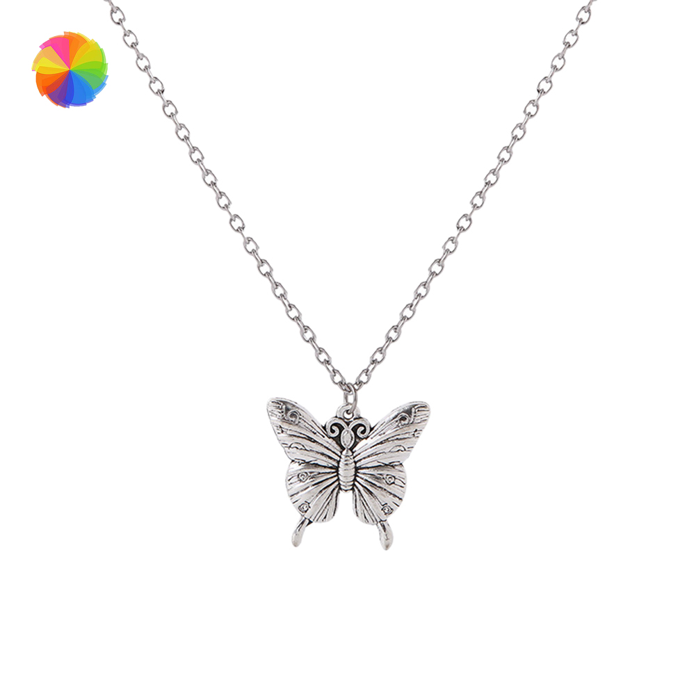Vòng cổ dạng chuỗi hợp kim mạ bạc hình bướm xinh xắn thời trang 2020