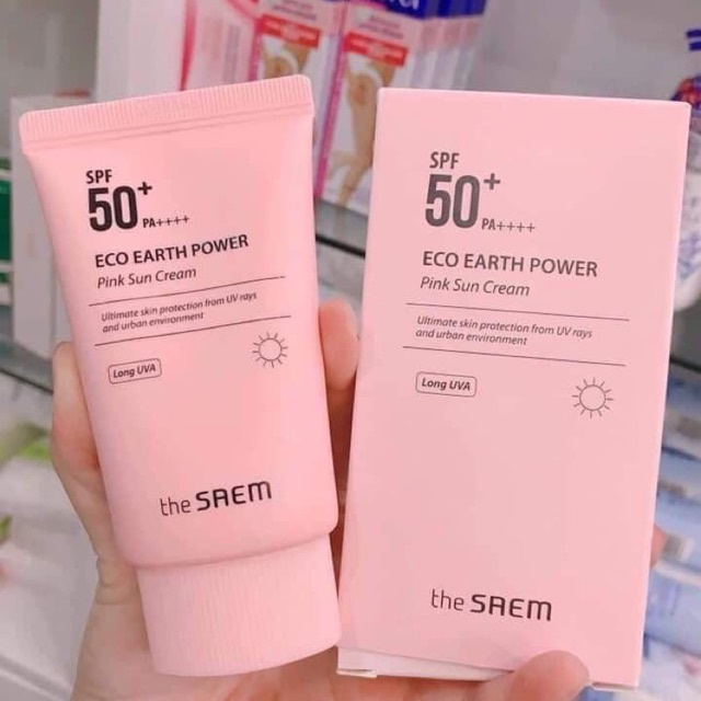Kem Chống Nắng The Saem Eco Earth Powder Pink Suncream Nâng Tone Da 𝕃𝕒𝕧𝕚𝕖𝟘𝟘𝟙 𝕊𝕙𝕠𝕡