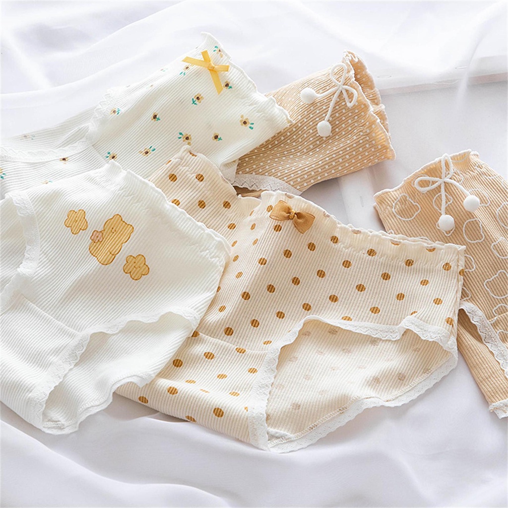 Quần Lót Nữ Cotton Kháng Khuẩn Họa Tiết Trà Sữa Chấm Bi Đáng Yêu
