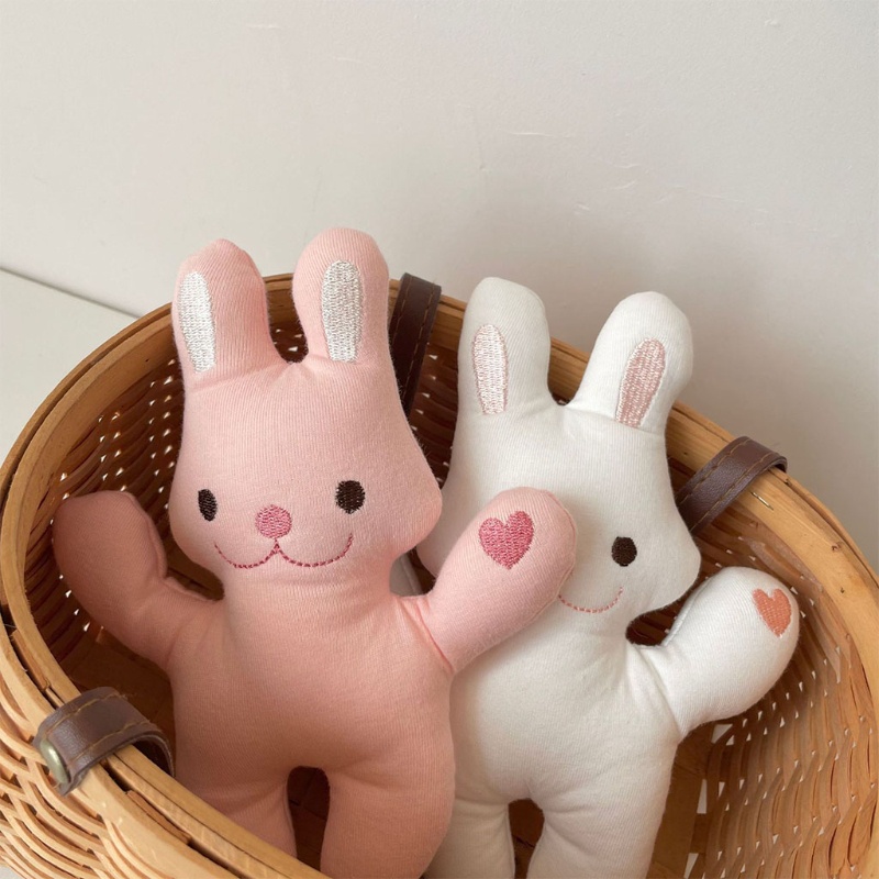 Gối Ôm Nhồi Bông Vải Cotton Hình Thỏ 20cm Dễ Thương Cho Bé Trai + Gái