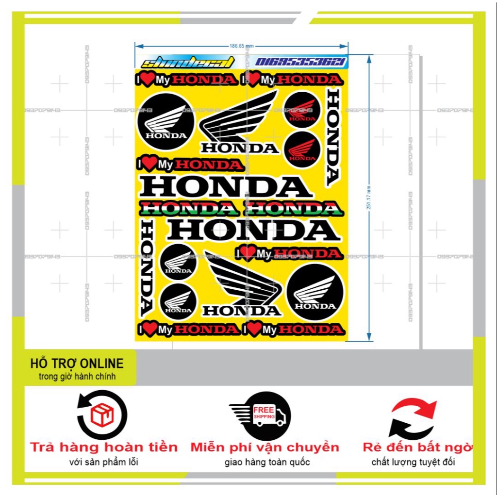 LOGO STICKER CÁNH CHIM HONDA VÀNG - DUNG DECAL