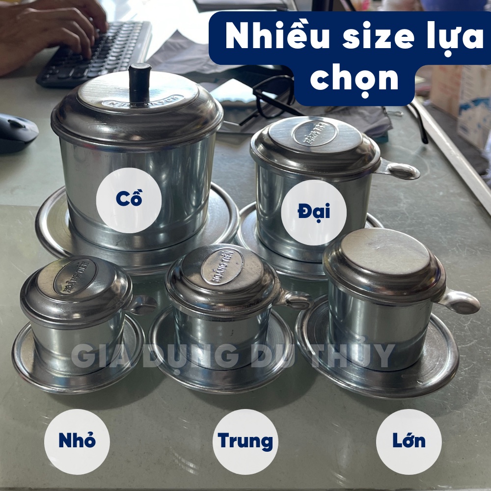 Phin cafe nhôm nhiều size phù hợp pha 1 ly cà phê hoặc pha nhiều ly cà phê dùng cho quán nước - PHIN CAFE NHÔM HT