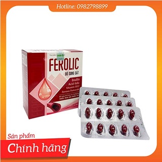 FEROLIC - Bổ Sung Sắt, Acid folic, Vitamin B12 Cho Người Thiếu Máu (10 vỉ X 100 viên)