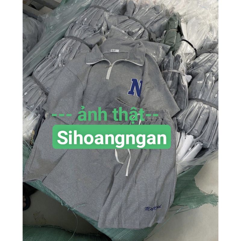 Set Đồ Nam Nữ Form Rộng Unisex, Áo Polo Khóa Kéo Kèm Quần Short Đùi Thêu Logo Chất Liệu Cotton Tổ Ong Nhiều Màu