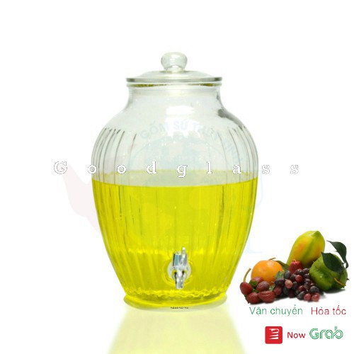 Bình ngâm thủy tinh sọc 36 lít có vòi