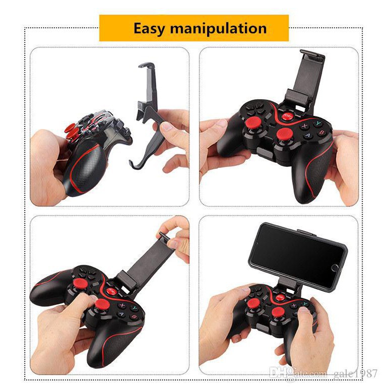 Tay Cầm Chơi Game X3/T3 Có Bluetooth Cho Smartphone, PC, Laptop, Android, IOS, Windows Tặng Giá Kẹp Điện Thoại "