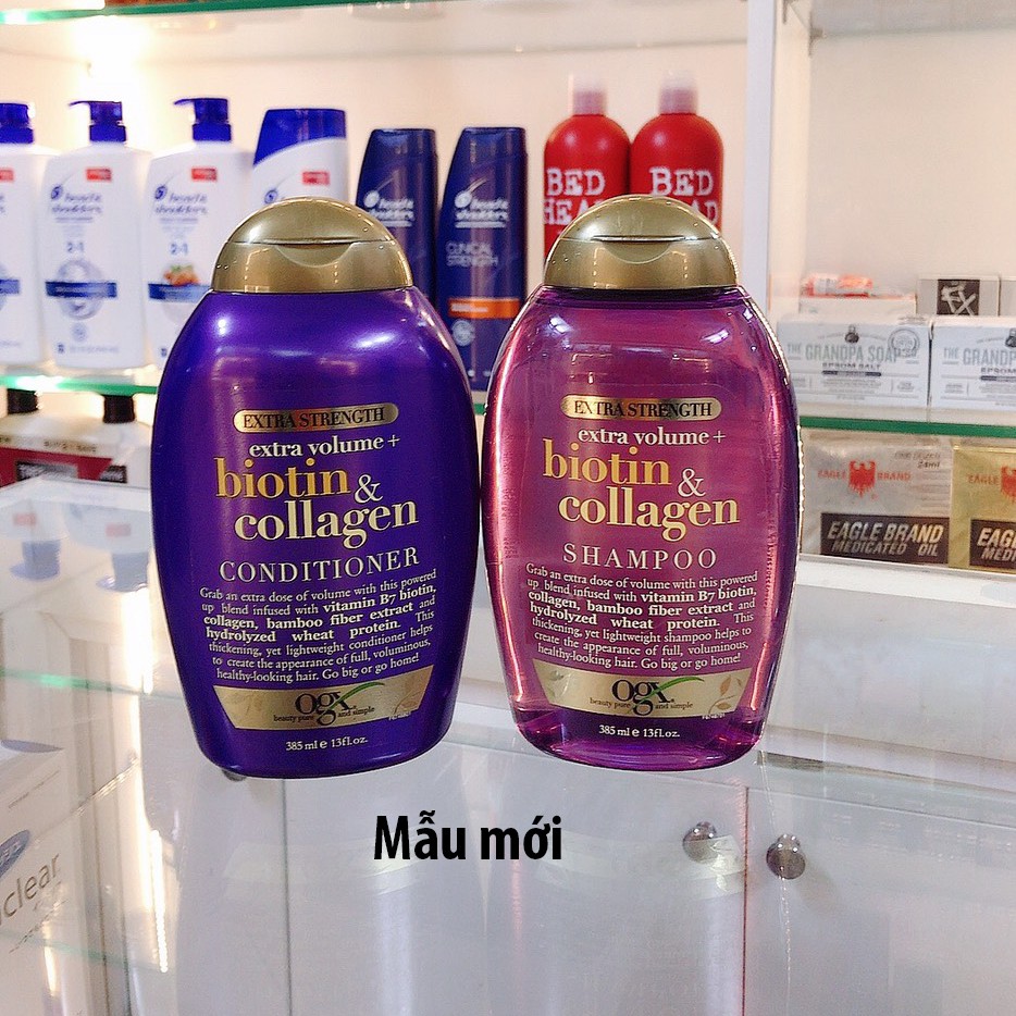 Cặp dầu gội + xả mọc tóc OGX Thick & Full Biotin and Collagen Shampoo 385ml | BigBuy360 - bigbuy360.vn