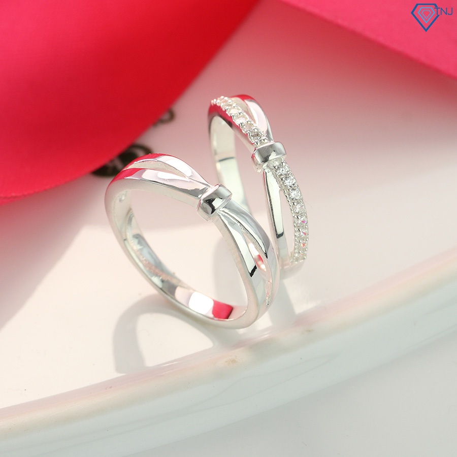 Nhẫn bạc cặp 925 nam nữ đính đá khắc tên ND0408 Trang Sức TNJ