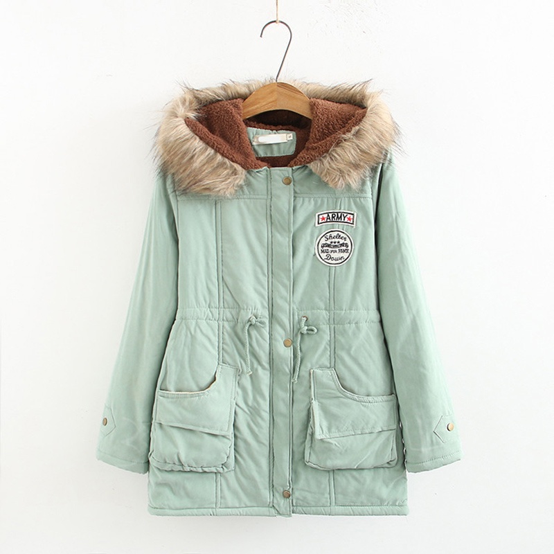 IELGY Áo Khoác cotton Tay Dài Có Nón Phong Cách Hàn Quốc Thời Trang Mùa Đông Cho Nữ