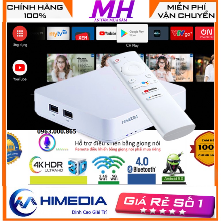 Android TV Box Himedia S500 - Android TV 9.0 Chính Chủ - Kèm Remote Voice - Hàng Chính Hãng