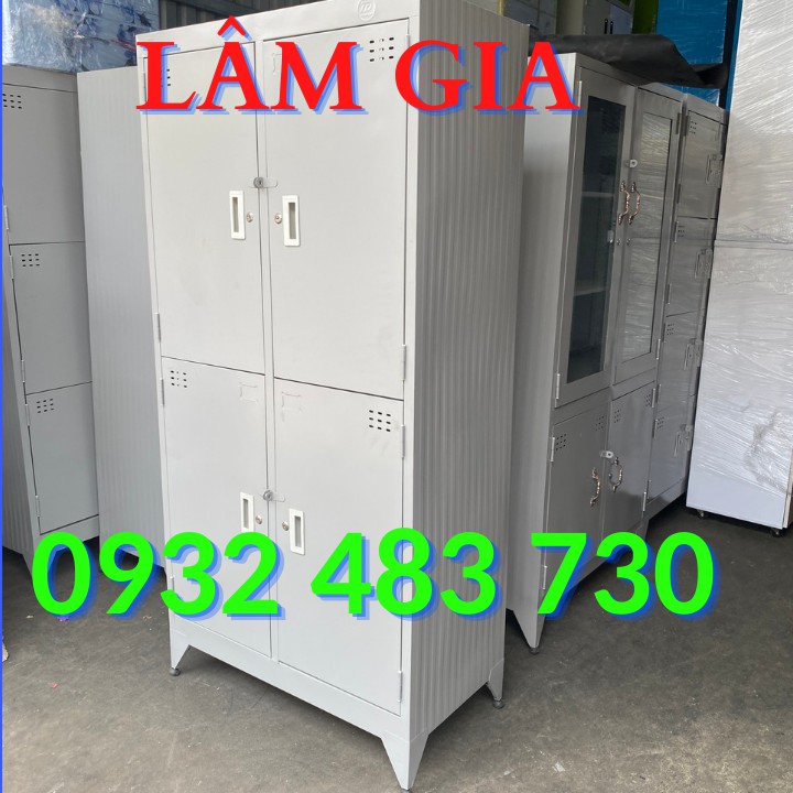 (XEM VIDEO) Tủ hồ sơ sắt locker 4 cánh cao cấp giá rẻ màu xám _Mẫu 2