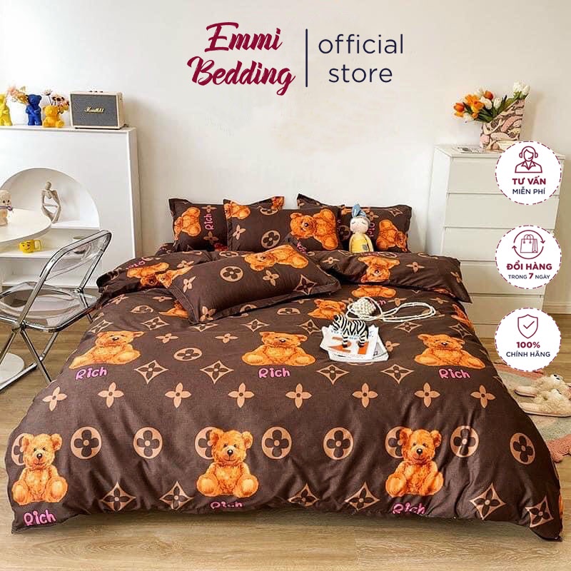 [BST 17] Bộ chăn ga gối Cotton Poly EmmiBedding phong cách Hàn Quốc Drap giường cotton hot trend (không kèm ruột)