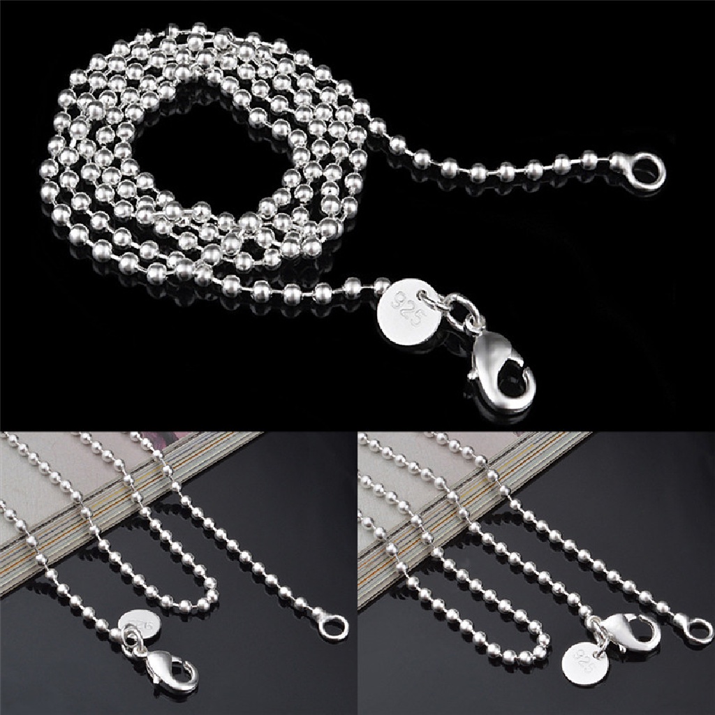 Chuỗi dây hạt tròn mạ bạc 2.4mm 16-24 inch làm dây chuyền dành cho cả nam và nữ