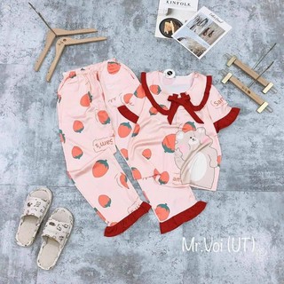 Đồ bộ lụa latin, đồ mặc nhà tiểu thư, tay ngắn quần dài