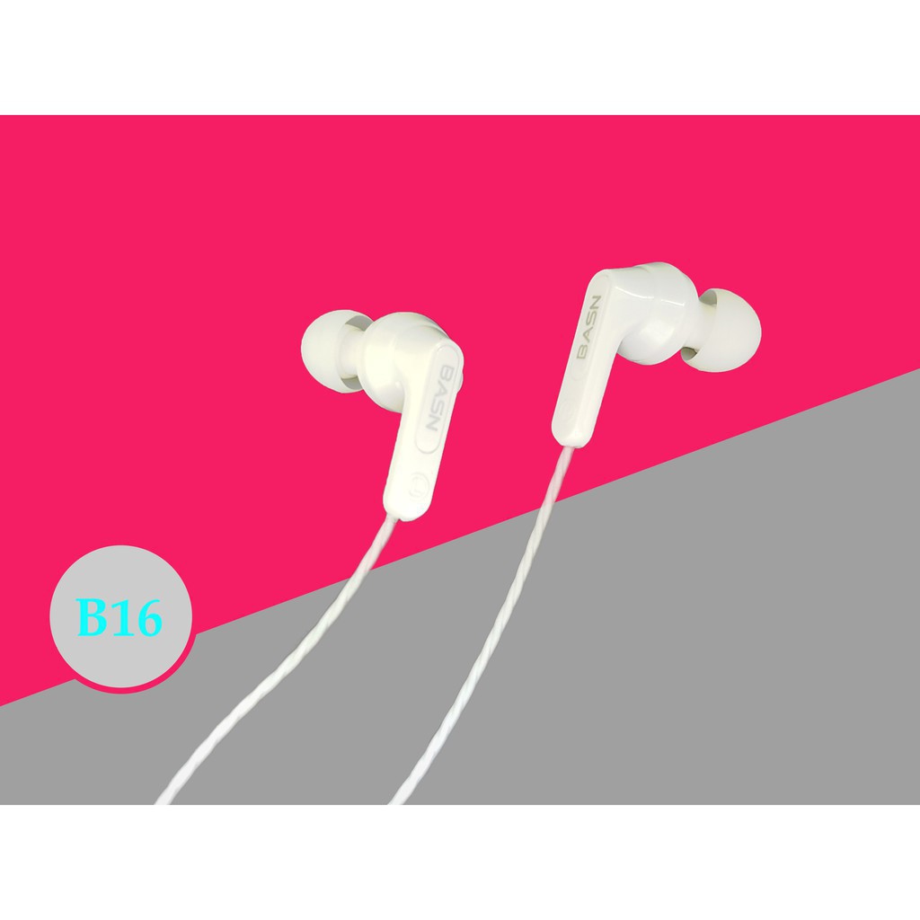 Tai Nghe Nhét Tai BASN  B16 Có Mic Đàm Thoại - Chống Ồn - Nghe Êm - Hàng Chính Hãng