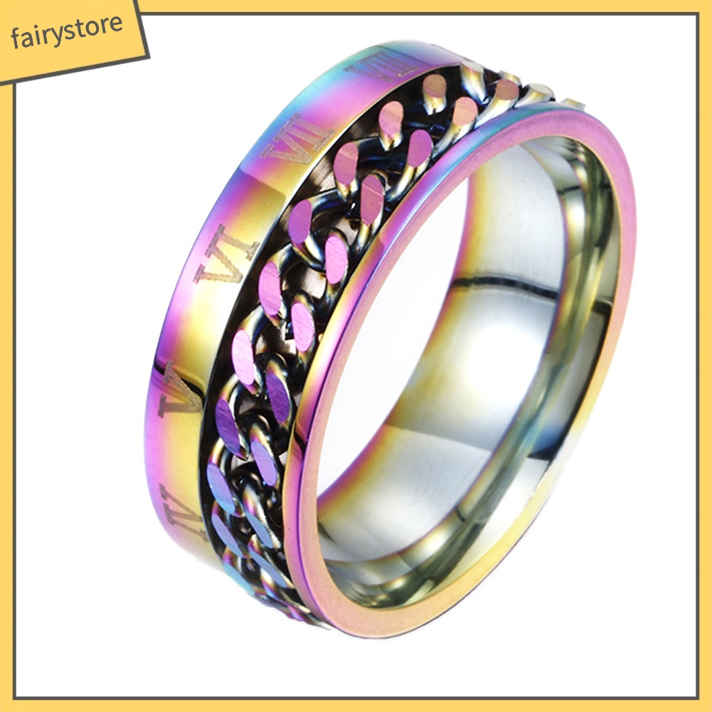 Nhẫn thép titan khắc họa tiết số La Mã thời trang