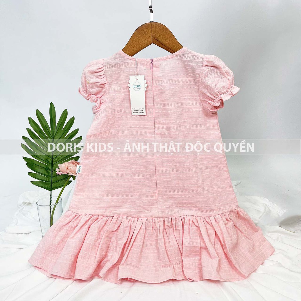 Đầm Bé Gái Vải Đũi Phối Ren Xinh Xắn Doris Kids.