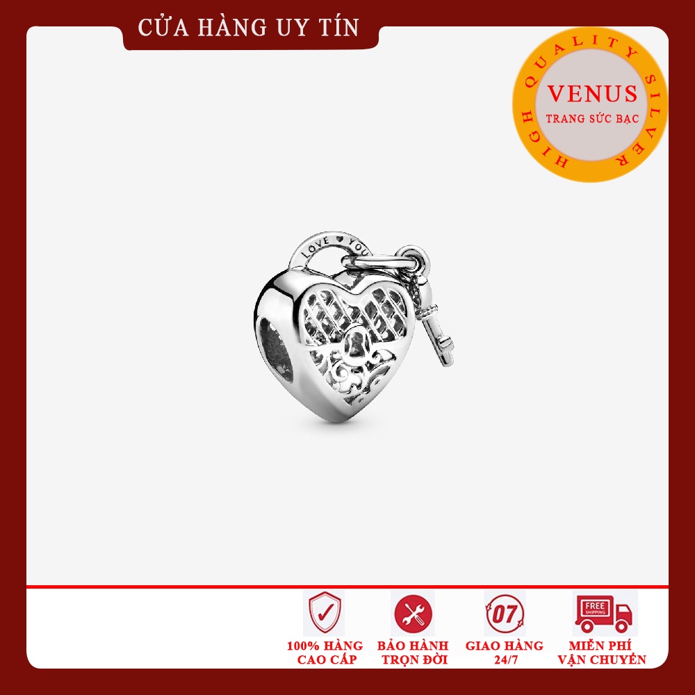 [Charm bạc 925 cao cấp] Charm treo tim chìa khóa- Mã sản phẩm VENUSTKT