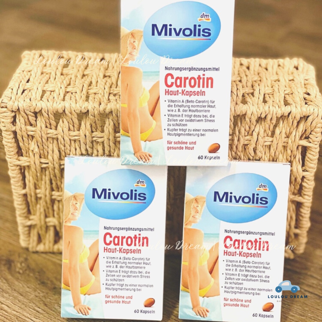 [AIR] Viên uống chống nắng Carotin Mivolis dm nội địa Đức - Hộp 60 viên (date mới nhất)
