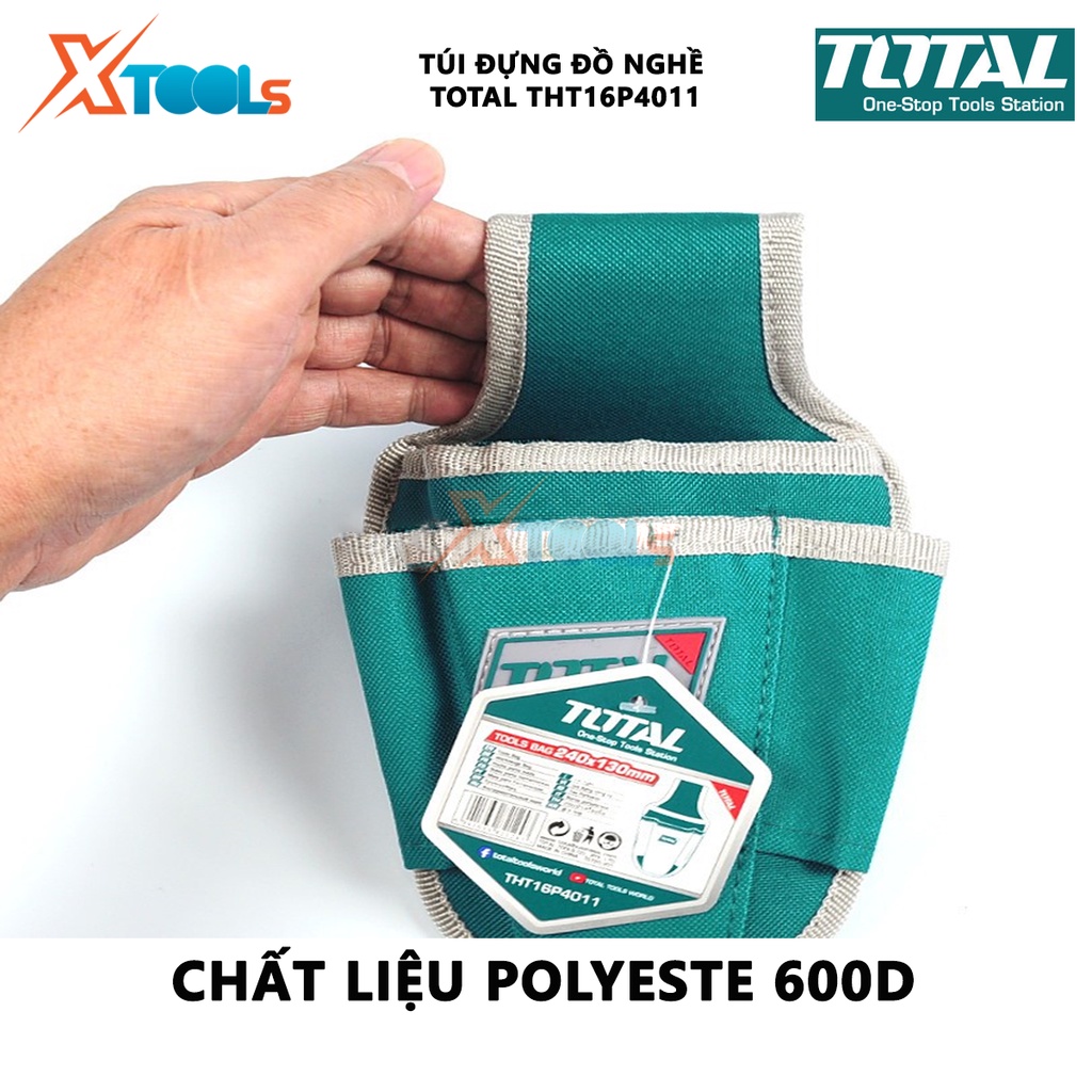 Túi đựng đồ nghề TOTAL THT16P4011 | giỏ đựng công cụ chất liệu 600D Polyester kích thước 240x130mm chịu tải trọng tối đa